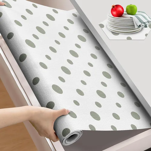 Vista 14 de Beautysaid Revestimiento de estante y cajón para armario de cocina, papel antideslizante no adhesivo, impermeable, lavable, grueso para tocador