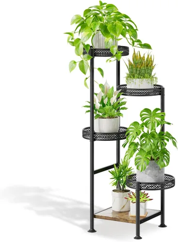 Vista 9 de Oppro - Soporte para plantas de interiores y exteriores, estante de metal de 3 niveles para macetas, soporte alto para múltiples plantas en esquina