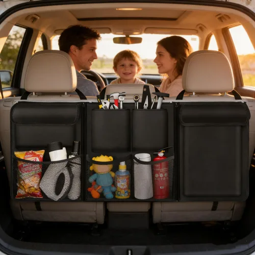 Vista 5 de Organizador de maletero CYTJ, organizador colgante desmontable para el asiento trasero del coche con 7 grandes bolsillos de almacenamiento