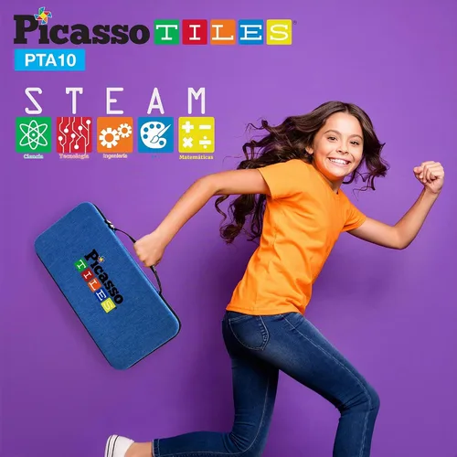 Vista 2 de PicassoTiles - Estuche magnético de transporte, organizador de bolsa de viaje para niños Estuche de transporte