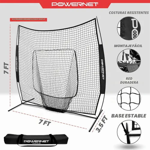 Vista 3 de PowerNet Baseball Softball Practice Net 7x7 with Baseball Accessories for Practice Pitching, Batting & Fielding, Ball Caddy, Weighted Baseballs, Tee