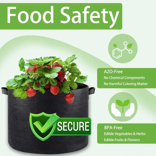 Vista 6 de iGarden Bolsas de cultivo altas, macetas de cultivo de 15 galones, paquete de 5 con asas, bolsa de tela no tejida gruesa de 11.29 oz para verduras