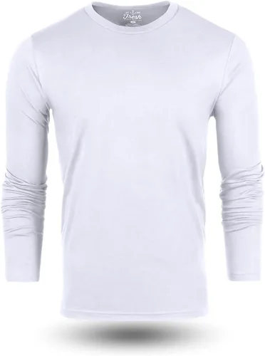 Vista 8 de Fresh Clean Threads Camiseta de manga larga para hombre, preencogida, suave, ajustada, clásica, de primera calidad, camisetas de algodón y poliéster