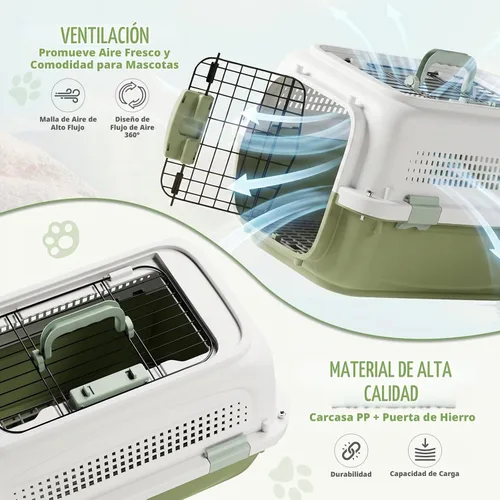 Vista 5 de Magshion - Transportador para perros y gatos de 18 pulgadas, color verde Blanco+verde