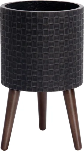 Vista 33 de D'vine Dev Maceta Elegante con Patrón de Azulejos Geométricos Modernos de 12 Pulgadas con Soporte, Portamacetas Decorativo para Interiores