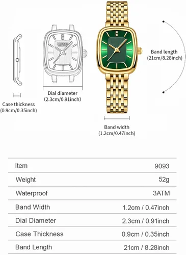Vista 3 de BESTKANG Reloj rectangular de moda casual para mujer, reloj de pulsera de cuarzo con pulsera de acero inoxidable, resistente al agua.