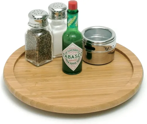Vista 3 de Lipper International 8301 Plato giratorio de cocina de madera de bambú de 10