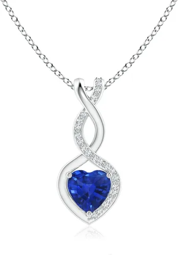 Vista 18 de Angara Heart-Shaped Blue Sapphire Infinity Pendant with Diamond Accents Oro Rosa