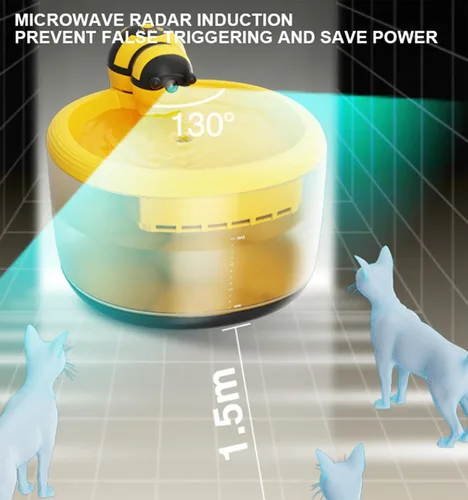 Vista 2 de Fuente de agua inalámbrica para gatos con sensor de movimiento, fuente de agua ultra silenciosa para gatos de 74 onzas / 2.2 L con filtros
