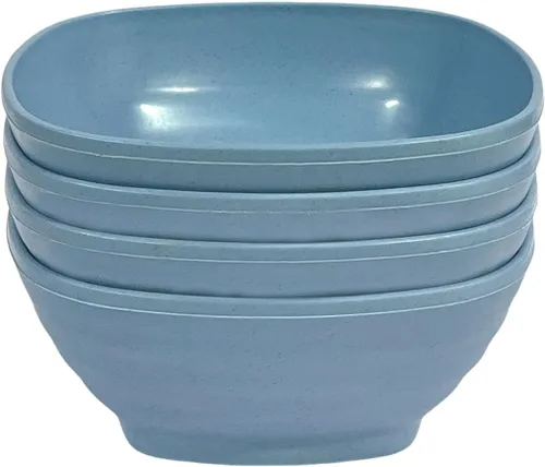 Vista 10 de Juego de 4 cuencos de cereales irrompibles de 20 onzas, cuencos de arroz de fibra de paja de trigo, cuencos de sopa cuadrados reutilizables, cuencos
