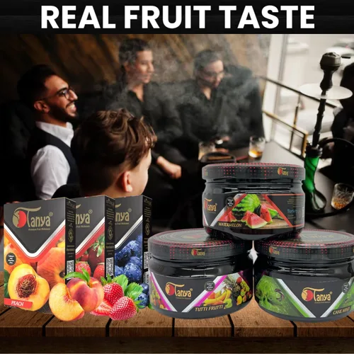 Vista 5 de Tanya Herbal Hookah Molasas 100% sin nicotina y tabaco Sabores de shisha de narguile orgánicos Mezcla de frutas Sabores de shisha 250g Frascos