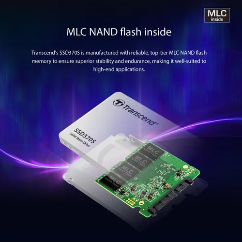 Vista 5 de Transcend 256GB MLC SATA III 6Gb/s 2.5" unidad de estado sólido 370 (TS256GSSD370S)