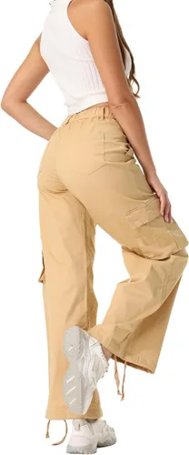 Vista 2 de XNMAYA Pantalones cargo para mujer, de secado rápido, informales, militares, militares, camuflaje, combate, trabajo, pantalones casuales
