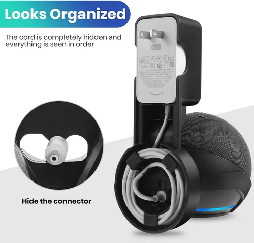 Vista 5 de Soporte de pared para Echo Dot 5ª generación (versión 2022), colgador de salida para Echo Dot de 5ª y 4ª generación, accesorios Dot 5 que ahorran