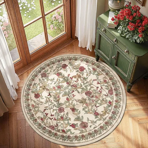 Vista 18 de jinchan Alfombra de entrada lavable vintage floral de medio círculo de 2 x Eden Azul/Verde
