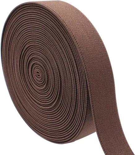 Vista 9 de Banda elástica de costura de 1 pulgada por 5 yardas, color negro, sarga de doble cara, elástica tejida