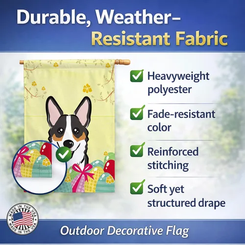 Vista 725 de Caroline's Treasures BB1923GF Bandera decorativa para jardín con diseño de Border Collie, para caza de huevos de Pascua, para jardín, jardín, patio