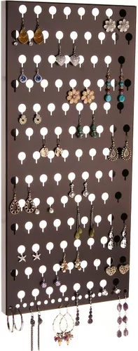 Vista 10 de Angelynn's Soporte organizador de aretes montado en la pared para mujeres pequeñas y medianas, aretes colgantes, estante colgante de almacenamiento