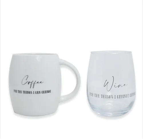 Vista 2 de Juego de taza de café de regalo, taza blanca y copas de vino sin tallo para compañeros de trabajo, mejores amigos, profesores, médicos, enfermeras