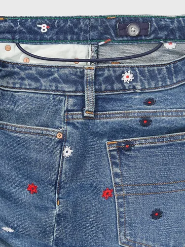 Vista 3 de Tommy Hilfiger Jeans adaptativos para mujer con bordado Tommy con cierre magnético