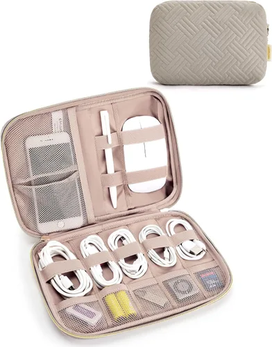 Vista 11 de BAGSMART Estuche organizador de electrónica grande de viaje, artículos esenciales de viaje, organizador de cables, bolsa organizadora de cables