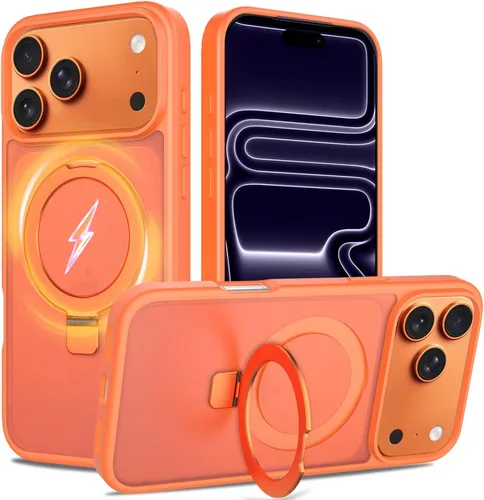Vista 30 de Funda con soporte ultra magnético para iPhone 15 Pro [protección militar contra caídas] [compatible con MagSafe] a prueba de golpes, translúcida