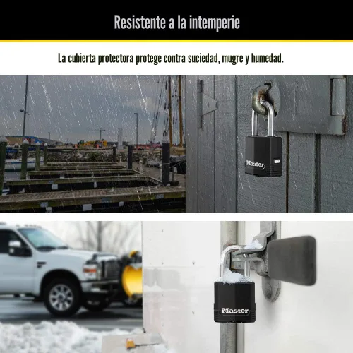 Vista 4 de Master Lock Magnum Candado para Exteriores de Servicio Pesado con Llave, Cuerpo Resistente a la Intemperie y Grillete Resistente a Cortes hacen que