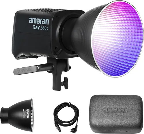 Vista 10 de Aputure Amaran 300c RGB COB Luz de vídeo con montaje Bowen 2,500K a 7,500K CCT con ajuste G/M 26,580 lux @ 1m con reflector hiper soporte de control
