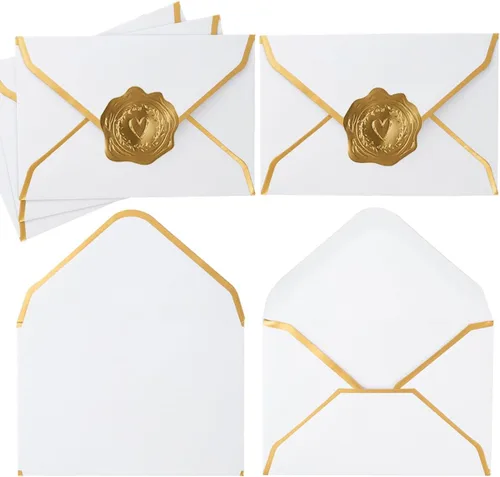 Vista 8 de 100 Piezas Sobres Mini para Tarjetas de Regalo Coloridos Sobres Pequeños con Solapa en V con Borde Dorado para Tarjetas de Notas en Blanco, Tarjetas