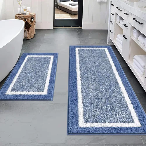 Vista 11 de Pauwer Juego de baño, alfombras de baño antideslizantes, alfombras de ducha absorbentes para suelo de baño, bañera y ducha, color azul aguamarina
