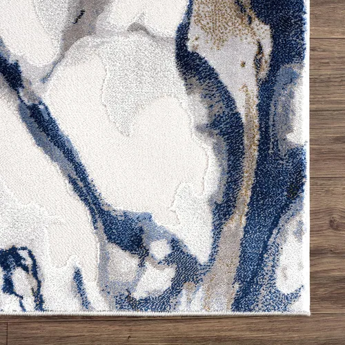 Vista 7 de Abani Rugs - Alfombra de dormitorio de diseño abstracto de 2 x 3 pies, gris, marrón y azul, alfombra moderna multidimensional lavable