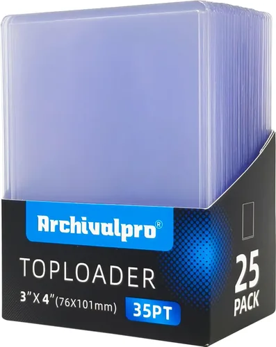 Vista 2 de 35PT Toploader - Fundas para tarjetas, 25 unidades, 3 x 4 pulgadas, Ultro transparente, para tarjetas intercambiables (25 unidades, 35 unidades)