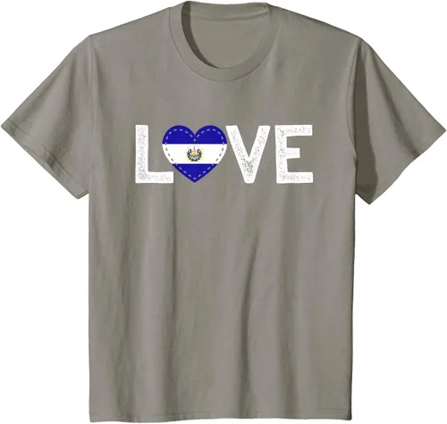 Vista 26 de Camiseta de regalo con la bandera de El Salvador LOVE, Negro, S