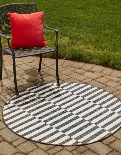 Vista 46 de Unique Loom Outdoor Striped Collection - Alfombra a rayas (4' 1" x 6' 1" Rectángulo, azul/marfil)