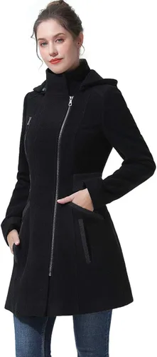 Vista 2 de BGSD Abrigo de lana con capucha Ivy para mujer (talla regular y grande y pequeña)