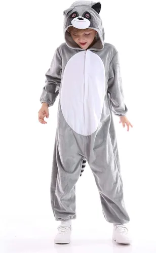 Vista 4 de Disfraz unisex de animales para niños pijamas de animales con capucha para niños disfraz de Halloween para niños y niñas