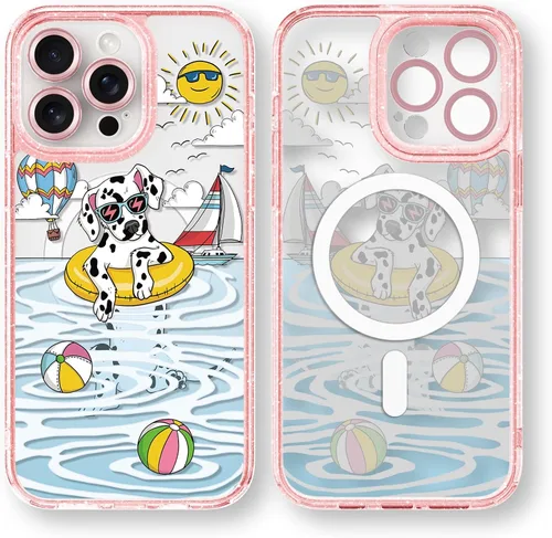 Vista 29 de Compatible para iPhone 13 Funda Bonita Estética - Funda para Teléfono Rosa con Purpurina con Protector de Cámara - Diseño de Cubierta