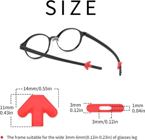 Vista 2 de SooGree Agarre de silicona para gafas, retenedor de manga con punta de patilla, retenedores antideslizantes para gafas para niños y adultos