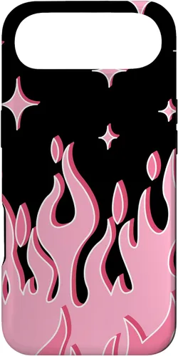 Vista 27 de Lindo patrón de llama rosa Grafitti Flames Pastel Goth Case para iPhone 17