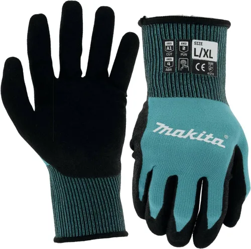 Vista 10 de Makita Unisex FitKnitÂ T 04117 Guantes con revestimiento de nitrilo sumergidos FitKnit Cut de nivel 1, Azul/Negro, Pequeño Mediano US