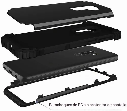 Vista 4 de Funda de teléfono para Samsung Galaxy S9 Plus, cubierta dura, a prueba de golpes, de silicona suave, híbrida, tres capas, resistente, protección