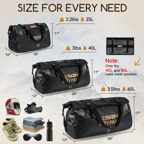 Vista 2 de Bolsa de lona impermeable de 40L y bolsa seca de 25L