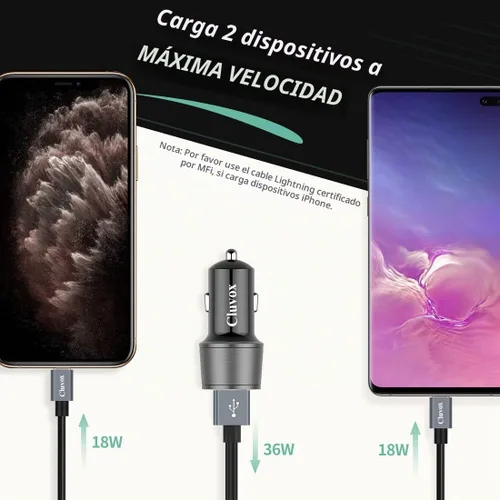 Vista 2 de Cargador rápido USB C para automóvil, compatible con Samsung Galaxy S25 Plus/Ultra/S24/S23/S22/S21/Note 20/10/9/8/S20/S10+/S10e/S9/S8/A50/A70, carga