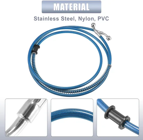 Vista 5 de Motoforti 78.74 pulgadas de longitud 0.394 in ID motocicleta línea de freno hidráulico tubo de manguera de aceite de acero inoxidable trenzado cable