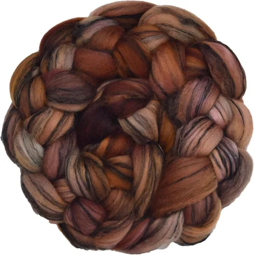 Vista 7 de Teñido a mano Superfino Merino Tencel Roving para hilar y fieltro. Albaricoque 1oz