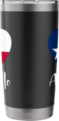 Vista 4 de I Love Amarillo Texas Panhandle TX State Flag Heart Stainless Steel Insulated Tumbler