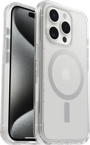 Vista 11 de OtterBox Funda de la serie Symmetry para iPhone 15 Pro (solamente) - Zapatillas de Ballet (Rosa), Se Acopla a MagSafe, Ultra-Elegante, Bordes