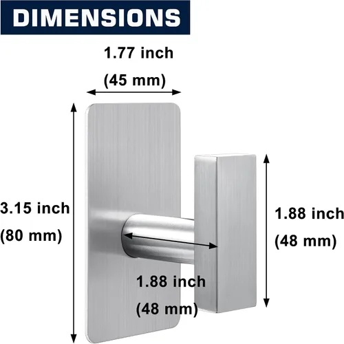 Vista 2 de Paquete de 4 ganchos adhesivos para toallas de baño, ganchos de pared de acero inoxidable resistentes para baño, cocina, colgar toallas, abrigos
