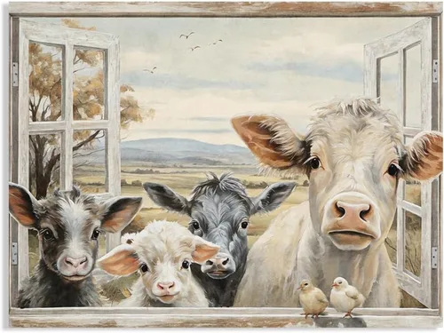 Vista 14 de B BLINGBLING Lienzo decorativo para pared, diseño de burro, para cocina, comedor, sala de estar, decoración rústica de granja, 12 x 16 pulgadas