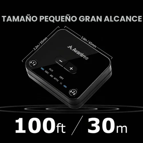 Vista 6 de Avantree Audikast 3 – Transmisor Bluetooth 5.3 para audio de TV solo a través de salidas ópticas y AUX, aptX Adaptive, conexión para dos